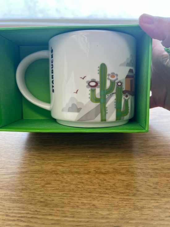 Starbucks Other - Starbucks White Ceramic Mug with Green Cactus Illustration